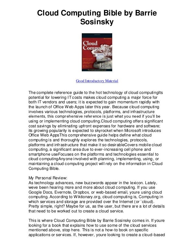 Cloud Computing Bible Ebook